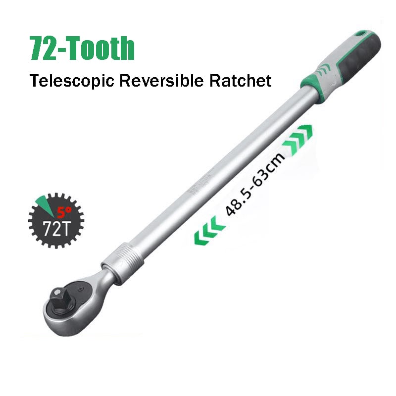 72‐Tooth Telescopic Reversible Ratchet – 48.5–63 cm, 1/2′′ Drive