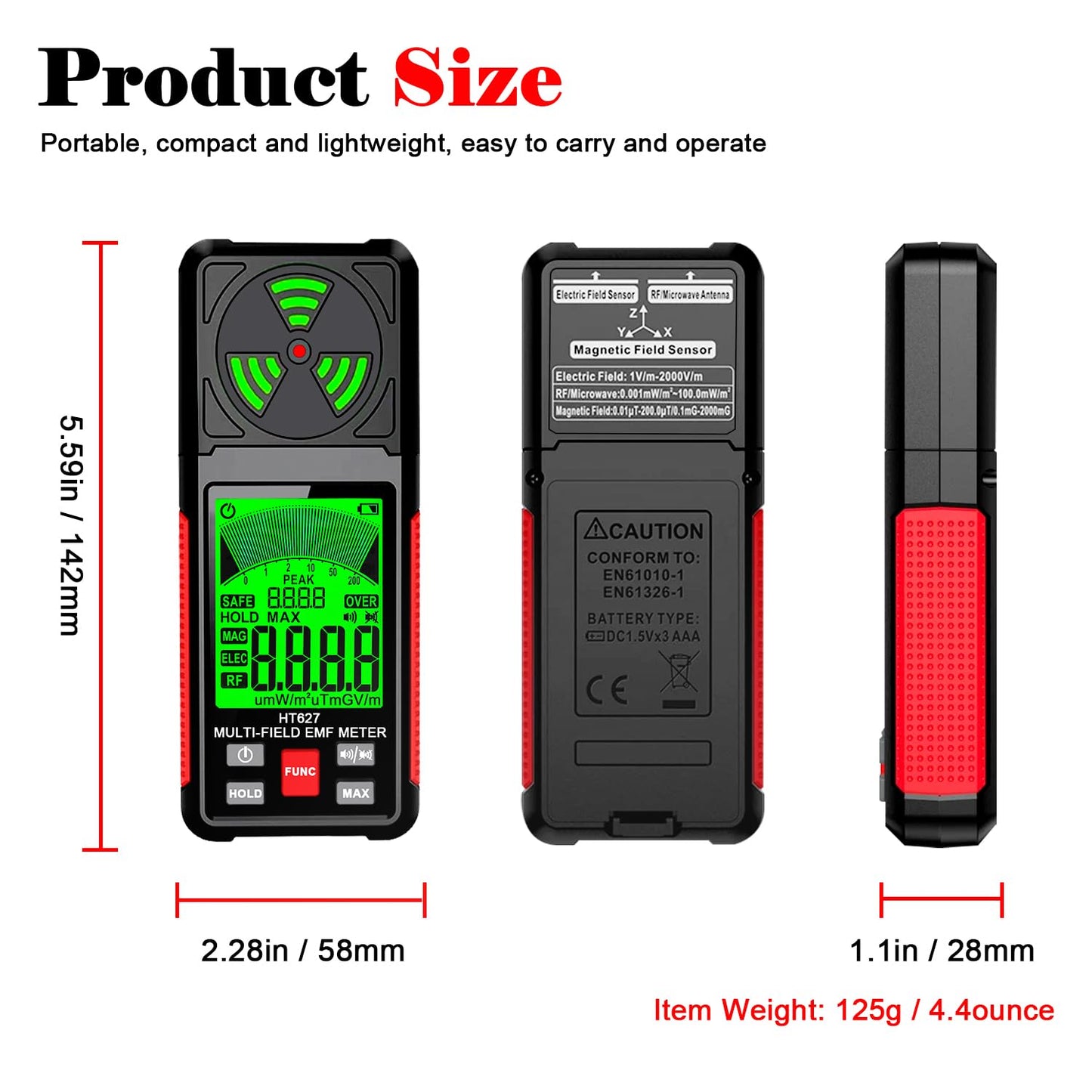3‐in‐1 Precision EMF & RF Radiation Detector