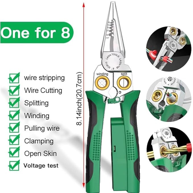 8 in 1 Multi-function Voltage Testing Wire Stripping Pliers