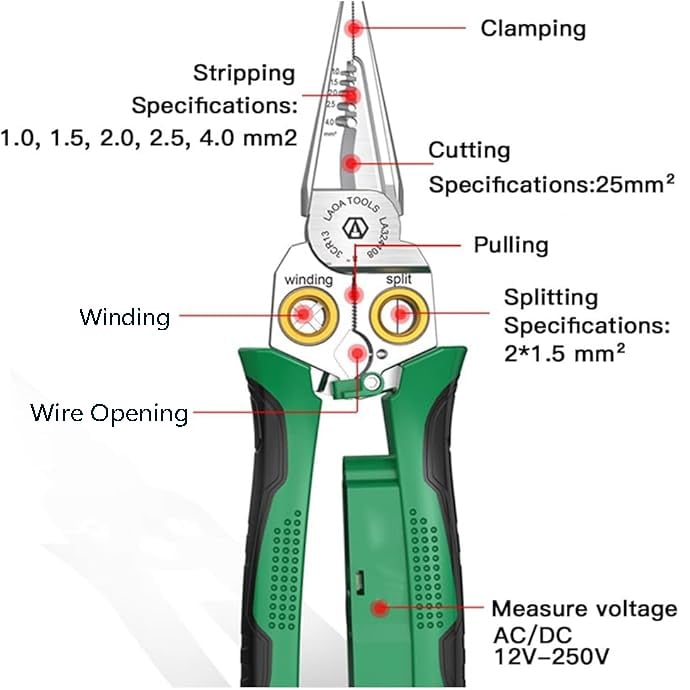 8 in 1 Multi-function Voltage Testing Wire Stripping Pliers