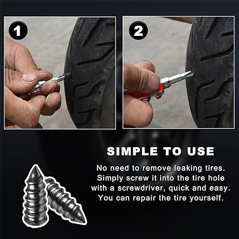 40 Pcs Tire Repair Rubber Screws with Storage Box