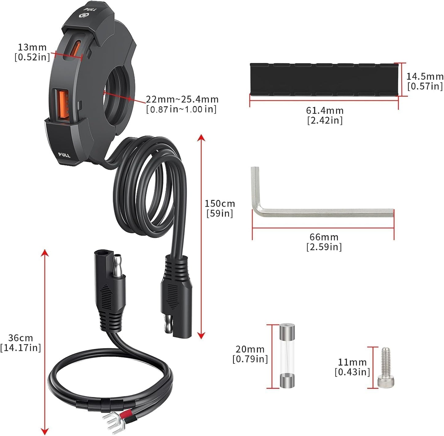 Thlevel Dual 30 W PD & 18 W QC Motorcycle Handlebar Charger