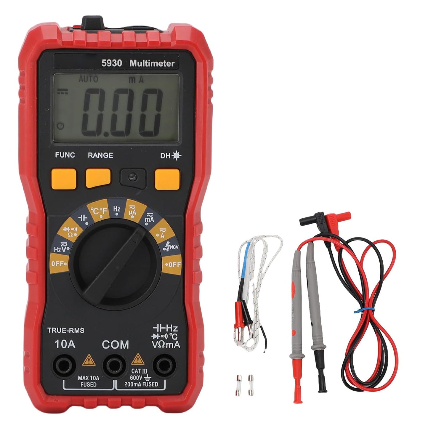 Auto‐Off Digital Multimeter with Protective Sleeve & Backlight