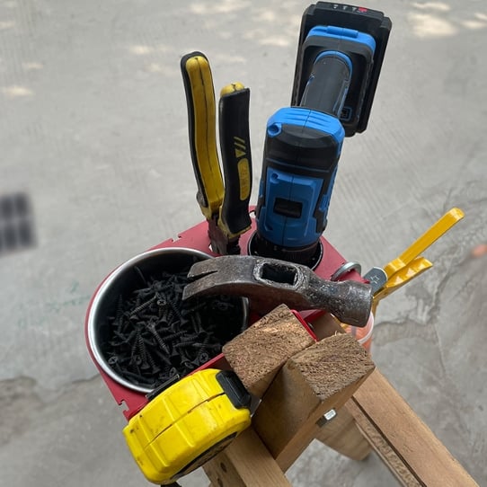 Herringbone Ladder Tool Rack