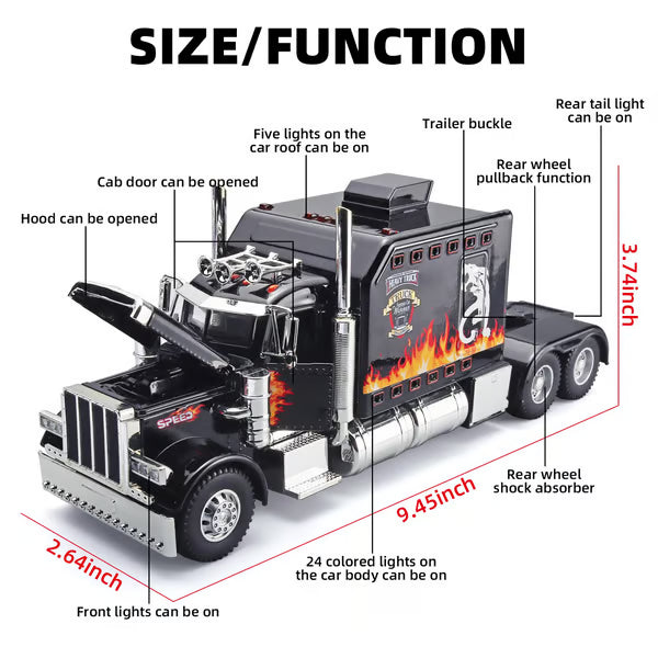 1:24 Diecast Semi Truck Toy for Boys