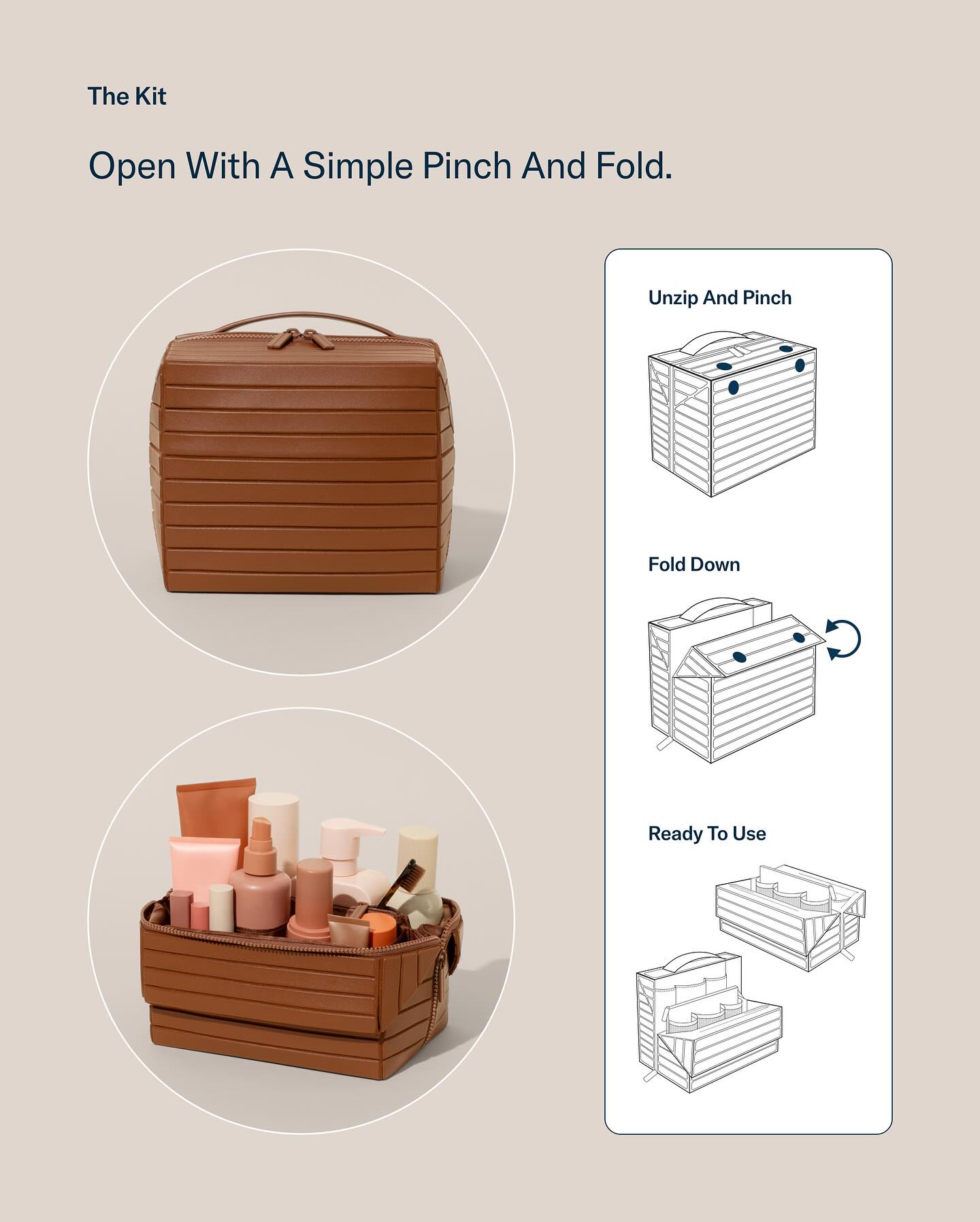 Pinch-Fold Travel Toiletry Kit