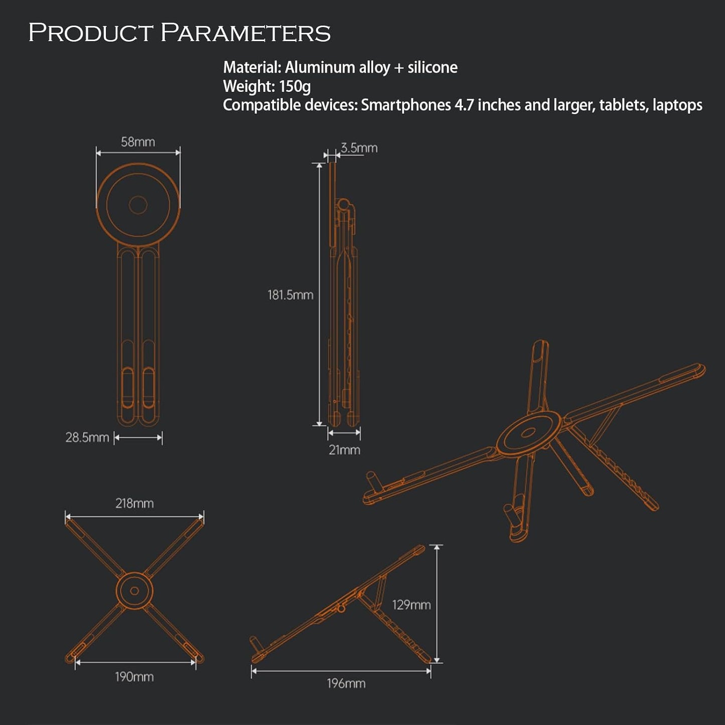 3-in-1 Magnetic Foldable Stand