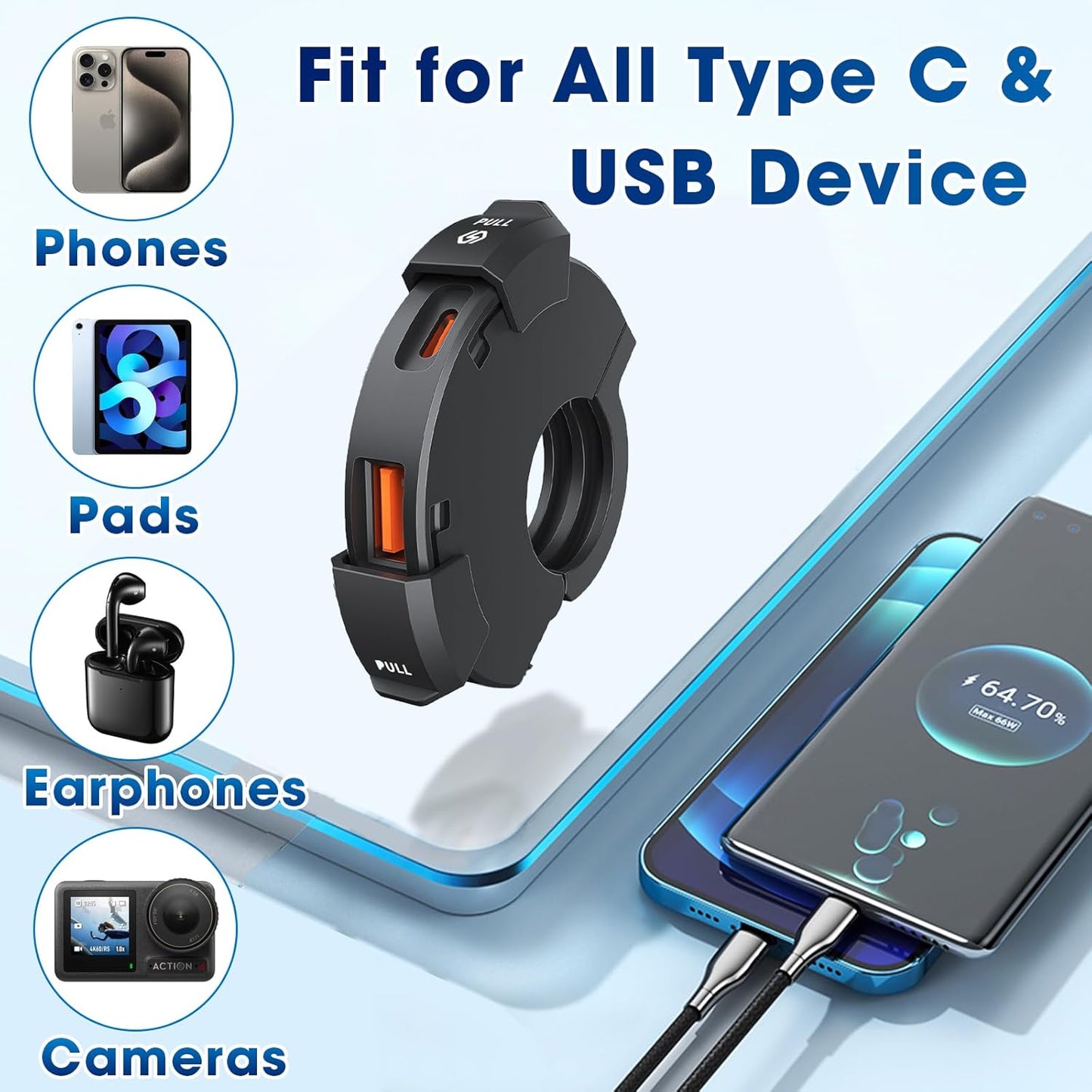 Thlevel Dual 30 W PD & 18 W QC Motorcycle Handlebar Charger