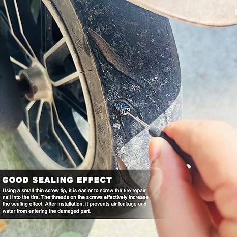 40 Pcs Tire Repair Rubber Screws with Storage Box