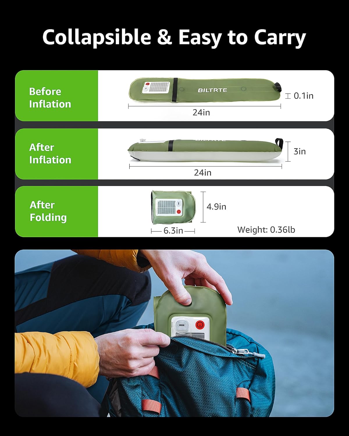 Inflatable 24′′ Foldable LED Camping Lantern