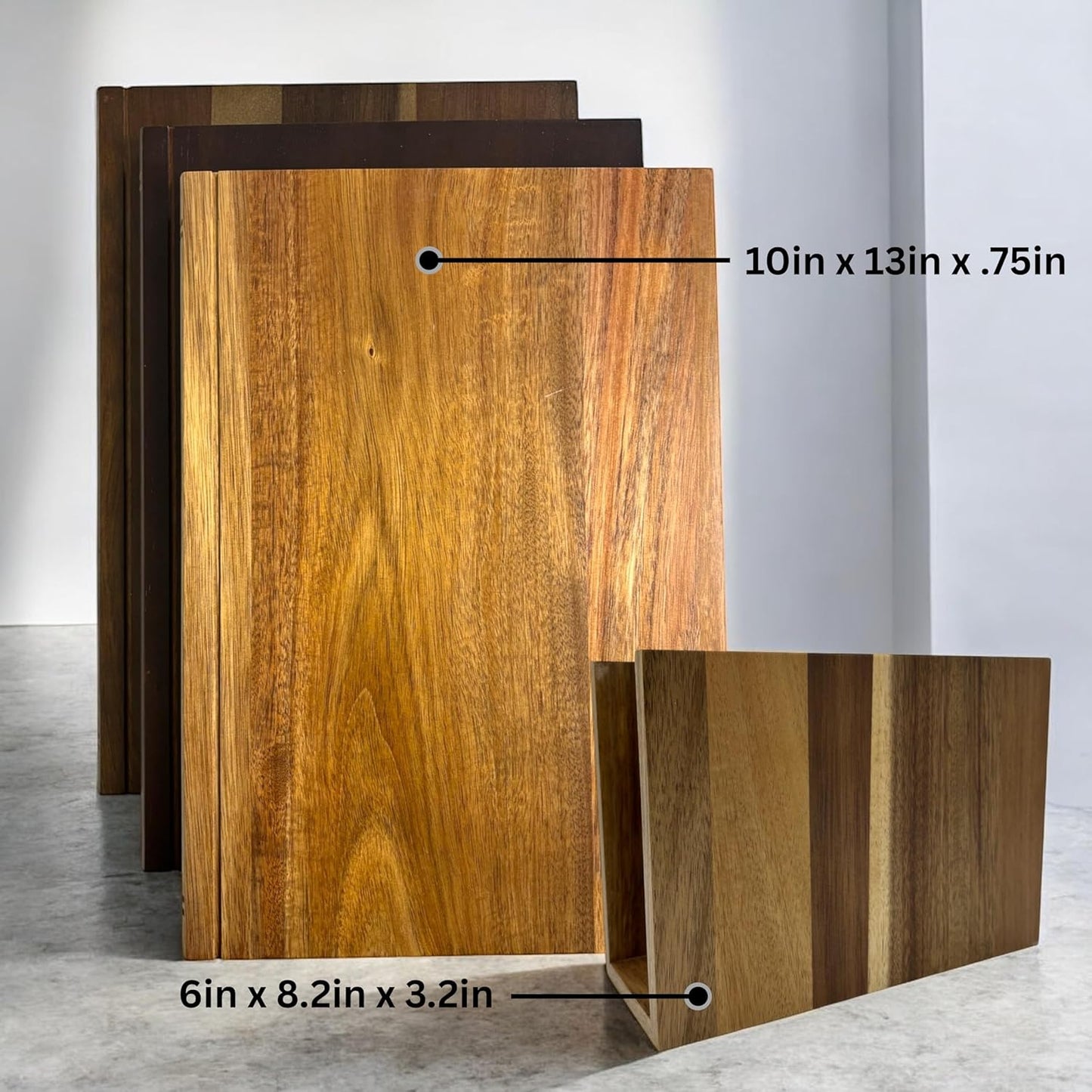 Acacia 3-Piece Cutting Board Set with Stand