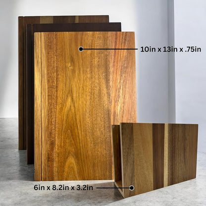 Acacia 3-Piece Cutting Board Set with Stand