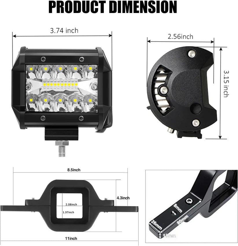 4 Inch LED Pods with Tow Hitch Mounting Brackets