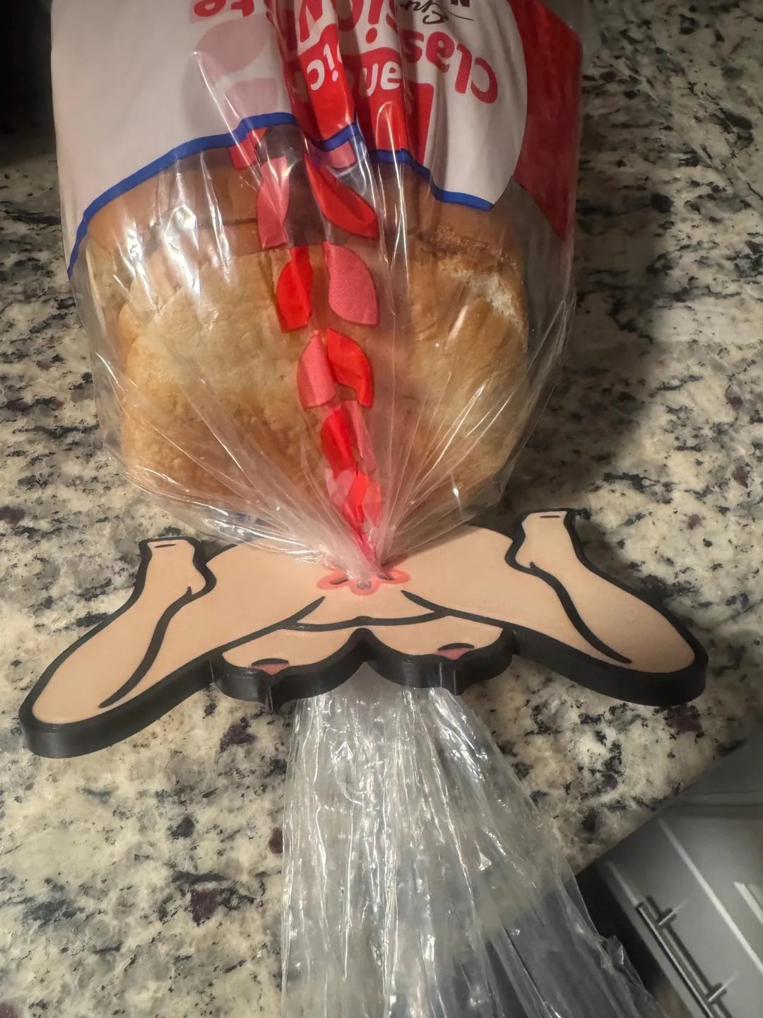 3D Printed Novelty Bread Clip | Humorous Gift for Couples, Creative Kitchen Gag Gift