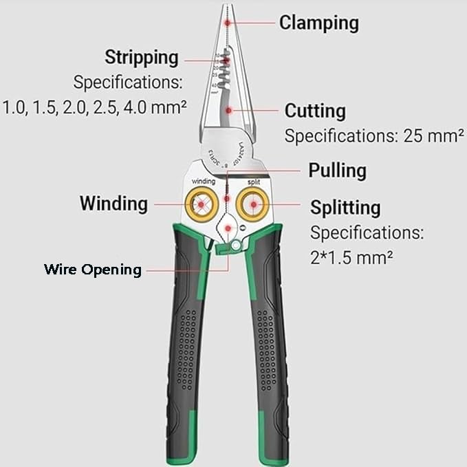 8 in 1 Multi-function Voltage Testing Wire Stripping Pliers
