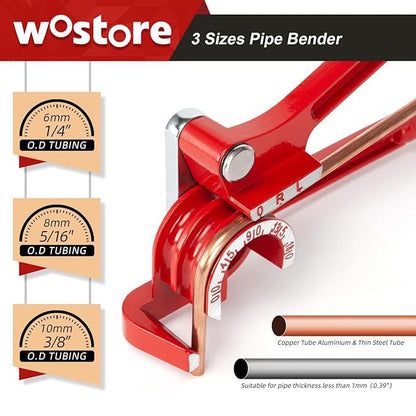 3‐in‐1 Ergonomic Tube Bender (1/4′′, 5/16′′, 3/8′′)