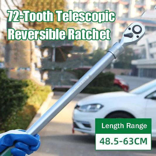 72‐Tooth Telescopic Reversible Ratchet – 48.5–63 cm, 1/2′′ Drive