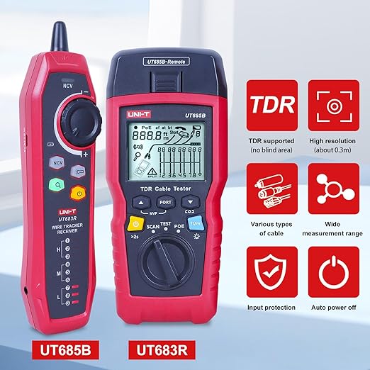 UT685B 5-in-1 TDR Cable Tester with Backlit LCD & PoE Detection