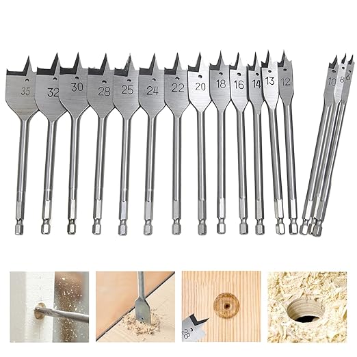 Versatile Wood Spade Drill Bit Set