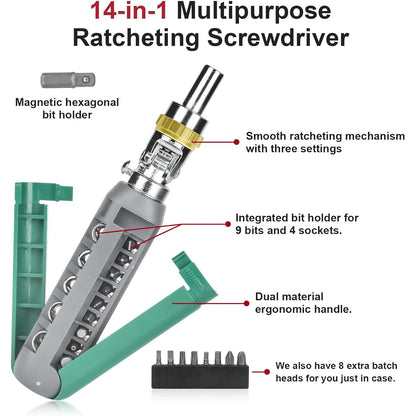 14-in-1 Ratchet Screwdriver Set