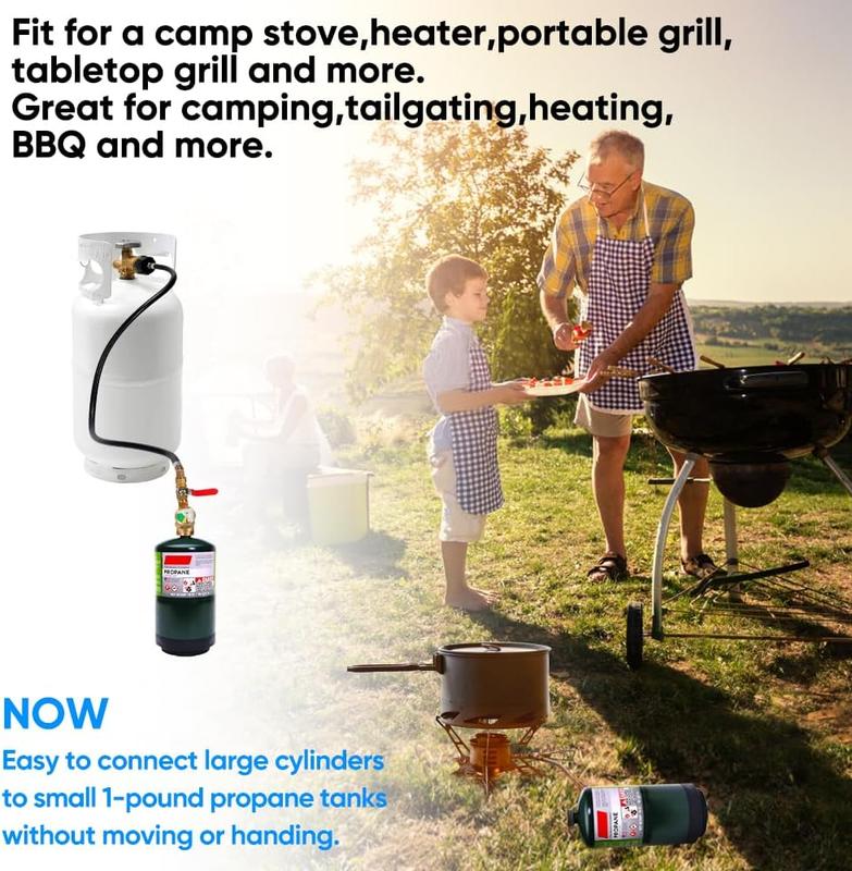 36-Inch Propane Canister Adapter Connector, Inflation Adapter Hose With Pressure Gauge