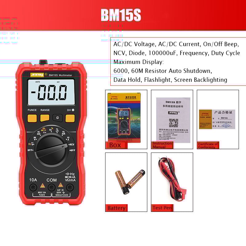 Auto‐Off Digital Multimeter with Protective Sleeve & Backlight