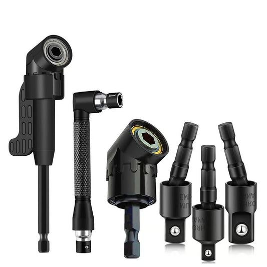 6Pcs Right Angle Drill Attachment Set with 105° Angle Drill Adapter and Impact Grade Socket Adapter