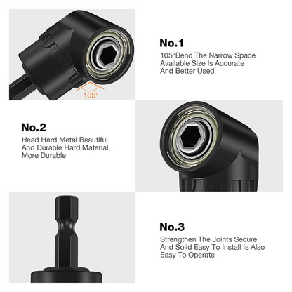 6Pcs Right Angle Drill Attachment Set with 105° Angle Drill Adapter and Impact Grade Socket Adapter