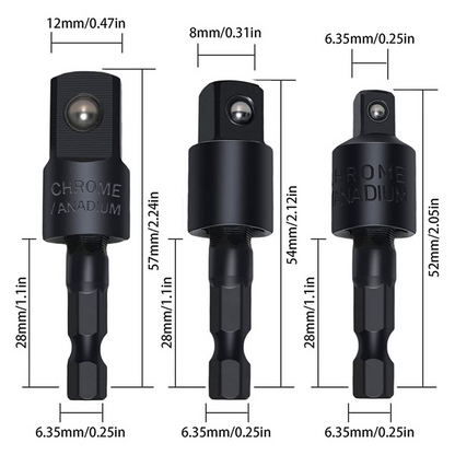 6Pcs Right Angle Drill Attachment Set with 105° Angle Drill Adapter and Impact Grade Socket Adapter